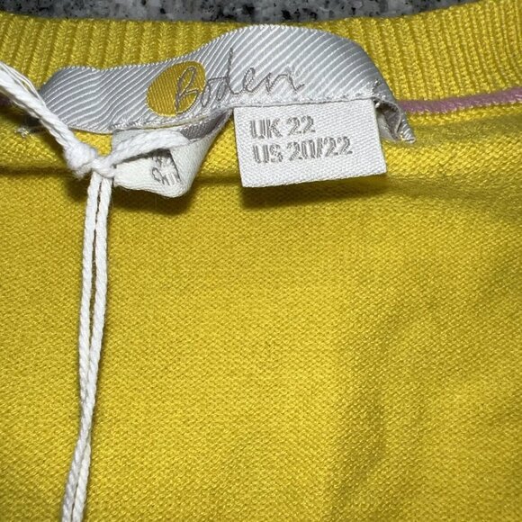 NEW NWT Boden Embroidered Blouson Cardigan in Lemon Fizz Size US 20 22 new - Picture 10 of 15
